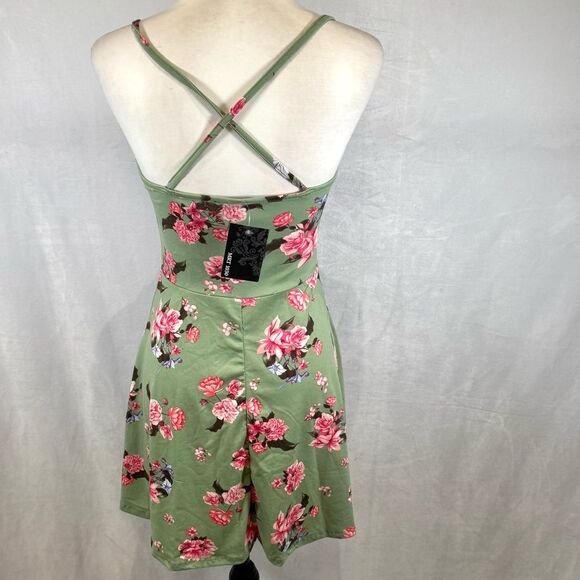 Sage green and pink floral cross back strappy sundress size small NWT - Picture 3 of 6